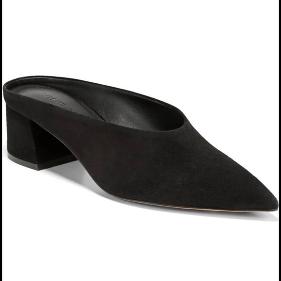 Vince Ralston Suede Pointy Toe Mule Black Size 6 - Picture 1 of 11
